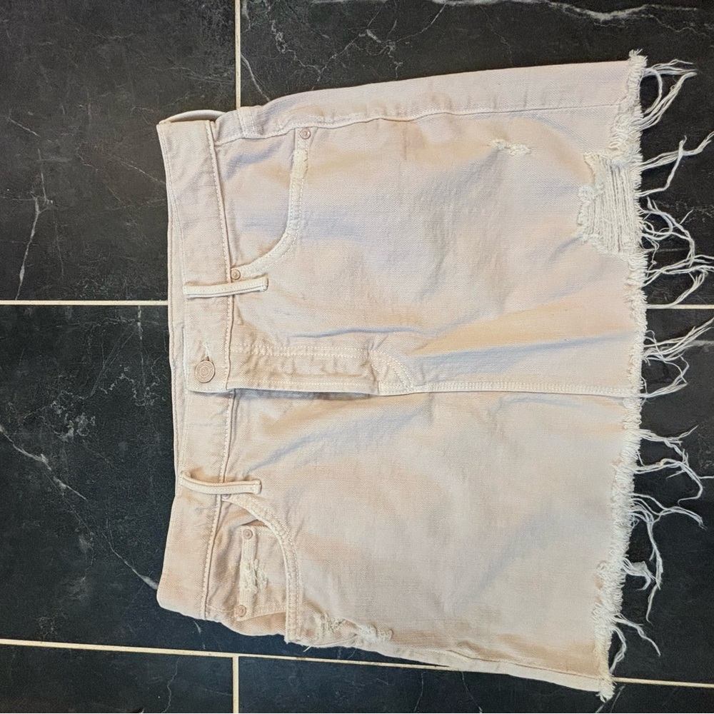 MOTHER Light Wash Distressed Jean Shorts
